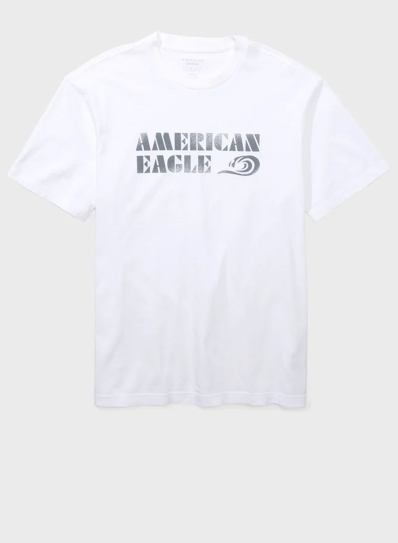 امريكان ايجل Logo Print Crew Neck T-Shirt