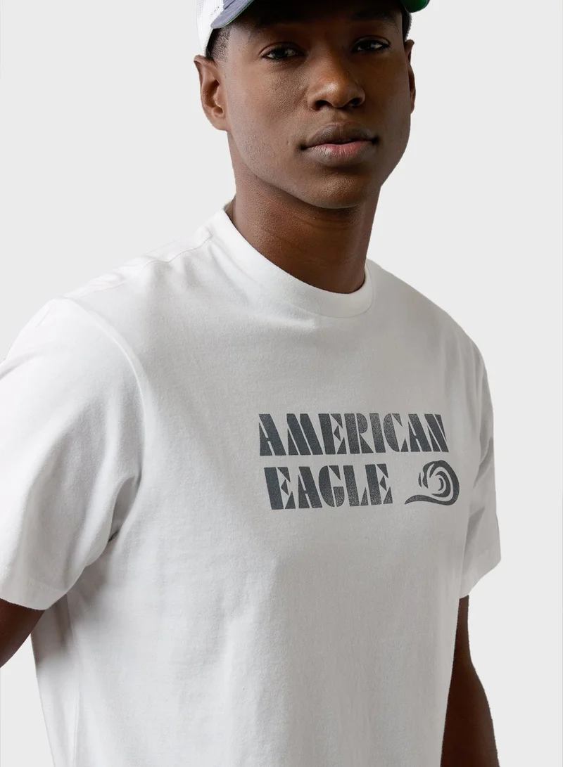 امريكان ايجل Logo Print Crew Neck T-Shirt