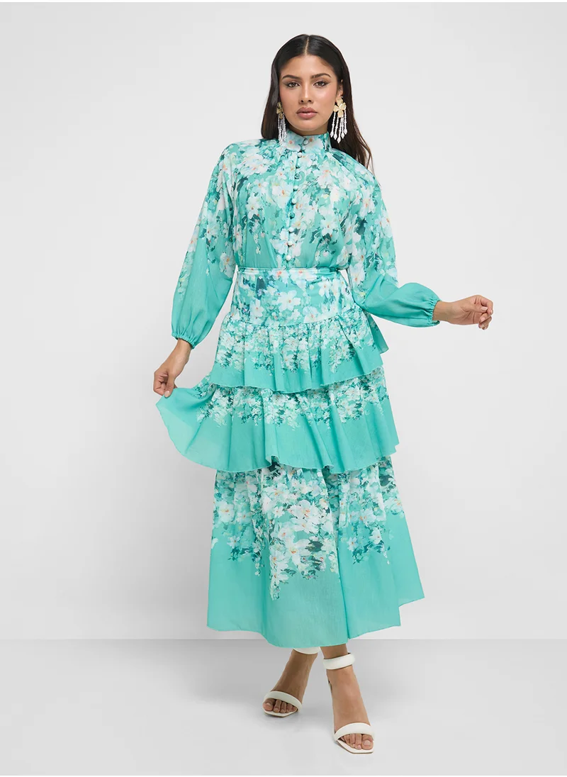 Khizana Printed Top & Skirt Set