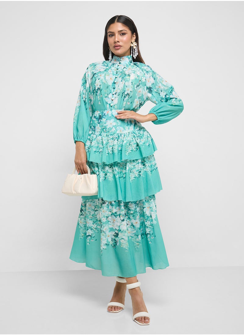 Khizana - Printed Top & Skirt Set - Image 1