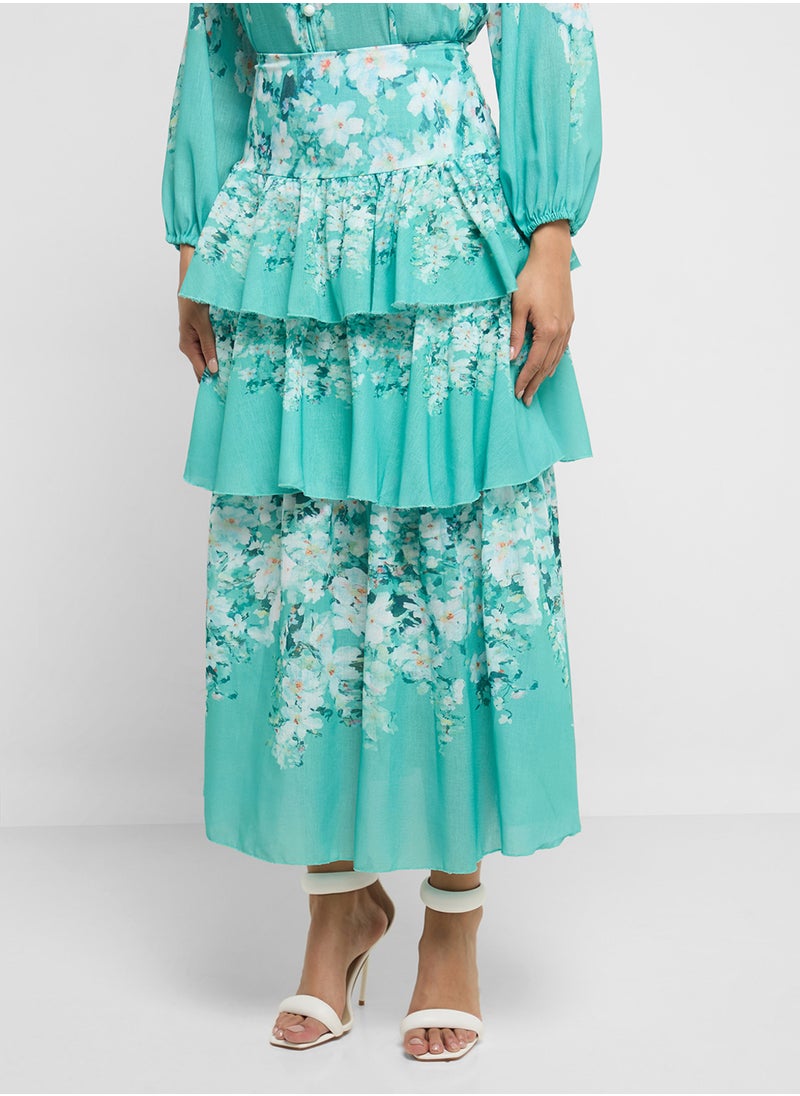 Khizana - Printed Top & Skirt Set - Image 1
