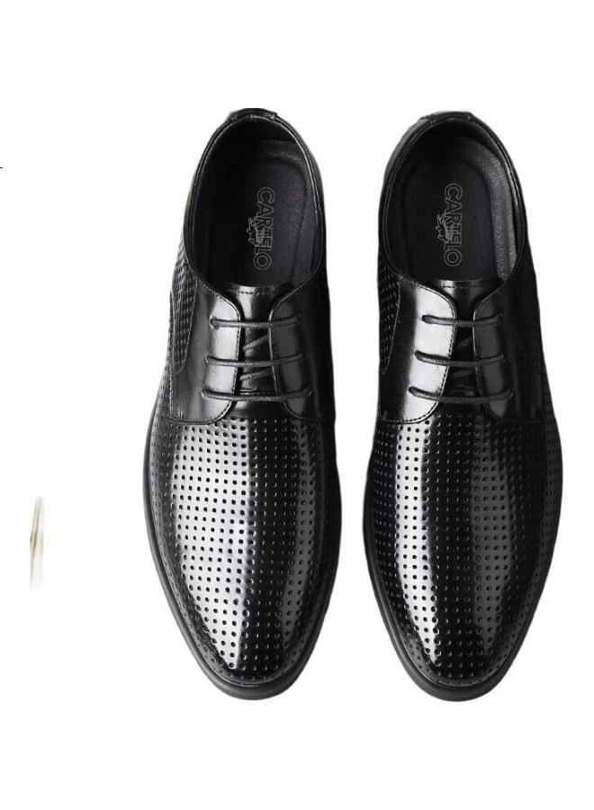 Cartelo British Men'S Shoes, Hollow-Out Formal Shoes, Breathable Cowhide Pointed-Toe Low-Top Lace-Up Leather Shoes For Men 9285, Black, Size 38 - Image 3