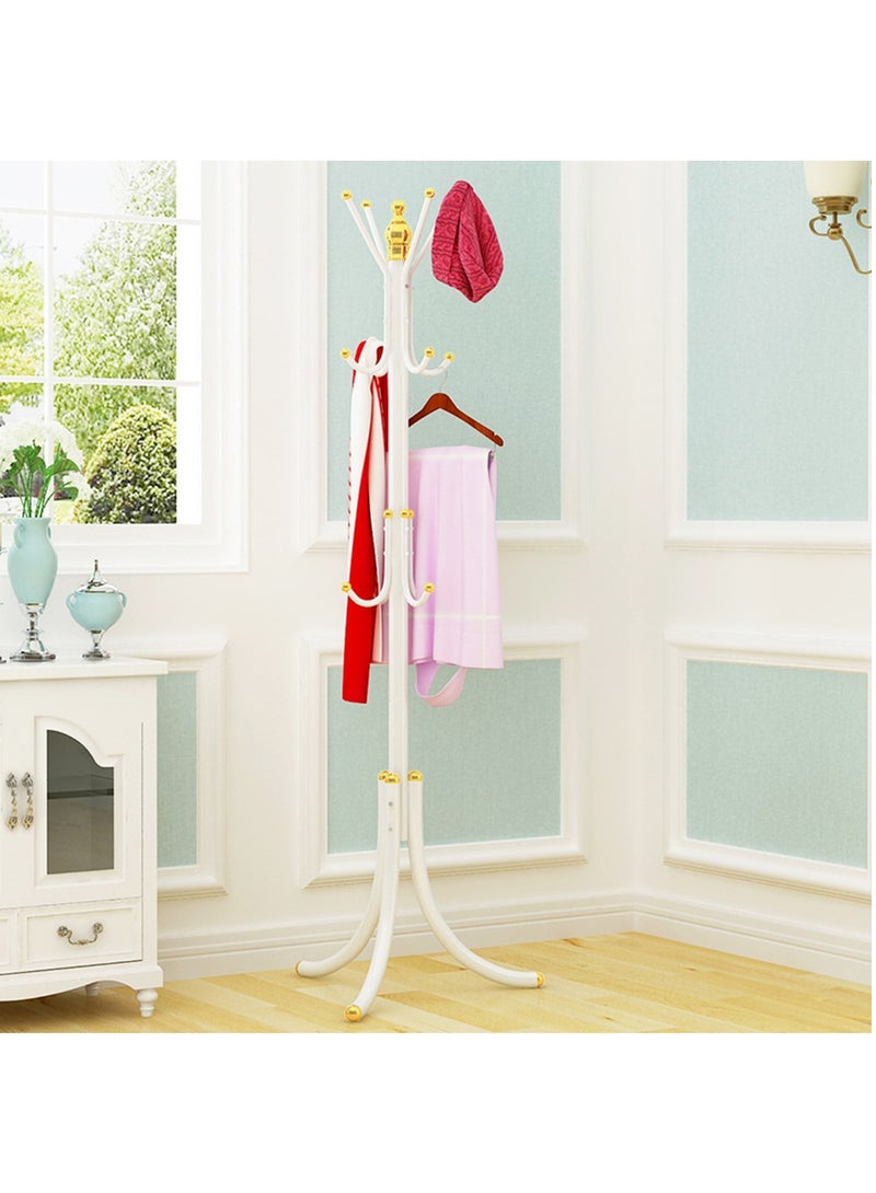 Hihonor Free-Standing Coat Rack Stand Hanger 12-Hooks Metal Organizer,Entry-Way Furniture Hall Tree for Hanging Up Hand-Bag, Cloth, Hat,Jacket,Winter Scarf Holder for Home or Office White,Luxury  - Image 1