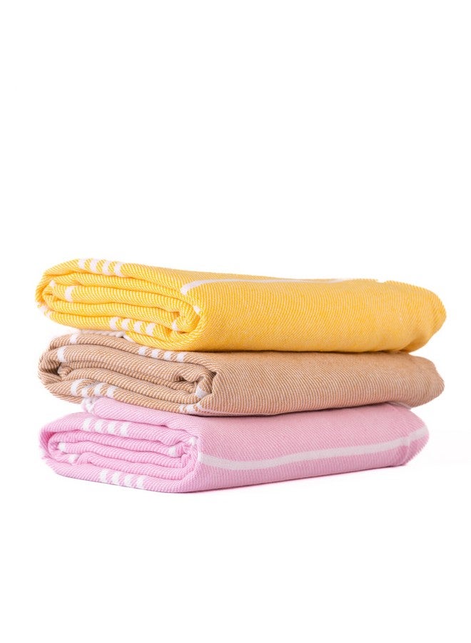 HABER - Premium Basic Large 100% Cotton Towel (152Cm X 76Cm) Soft, Absorbent and Comfortable Towels for Bath Large Size Quick Dry for Bath, Gym & Travel, Pack of 3pcs - Mixed Colour Except White. - Image 2