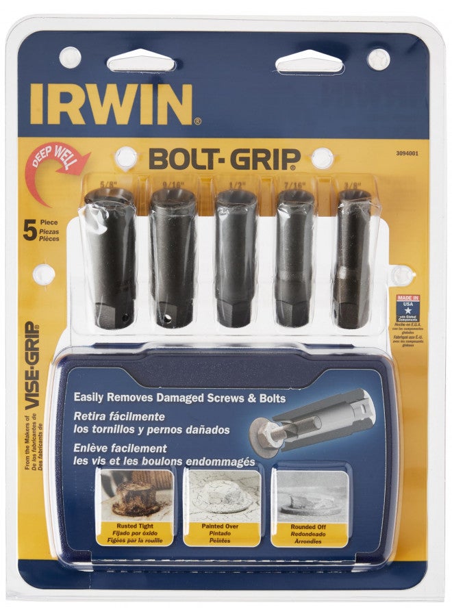 IRWIN Bolt Extractor Set for Deep Well Bolts, 5-Piece (3094001)