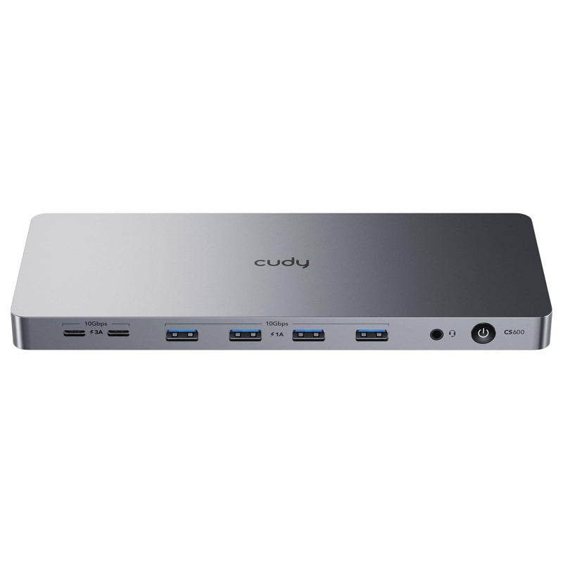 Cudy USB 3.2 Gen 2 Dual 4K 60Hz Display Docking Station, Up to 2 Monitor Display, 10Gbps USB C, 2 HDMI & Display Ports, 1000Mbps RJ45 Port, 100 Watts PD, 150 Watts PSU, DisplayLink, CS700 - Image 1