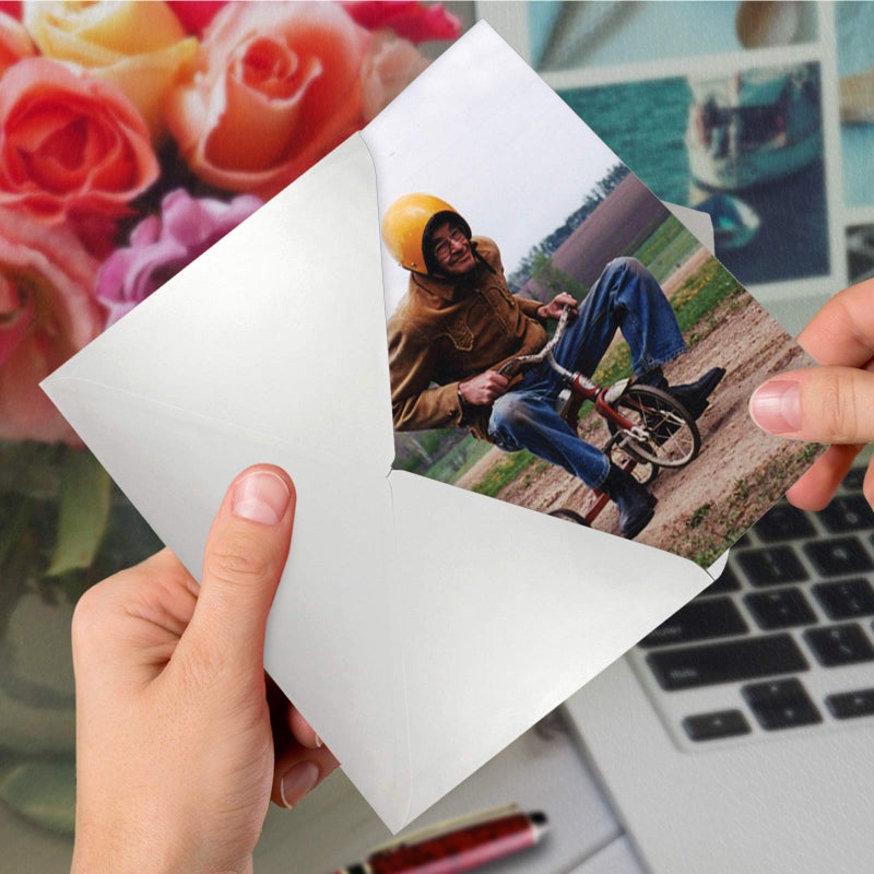 NobleWorks - 1 Happy Birthday Card with Envelope - Funny Photos, Birthday Humor Notecard - Senior Trike Ride C6435BDG - Image 5