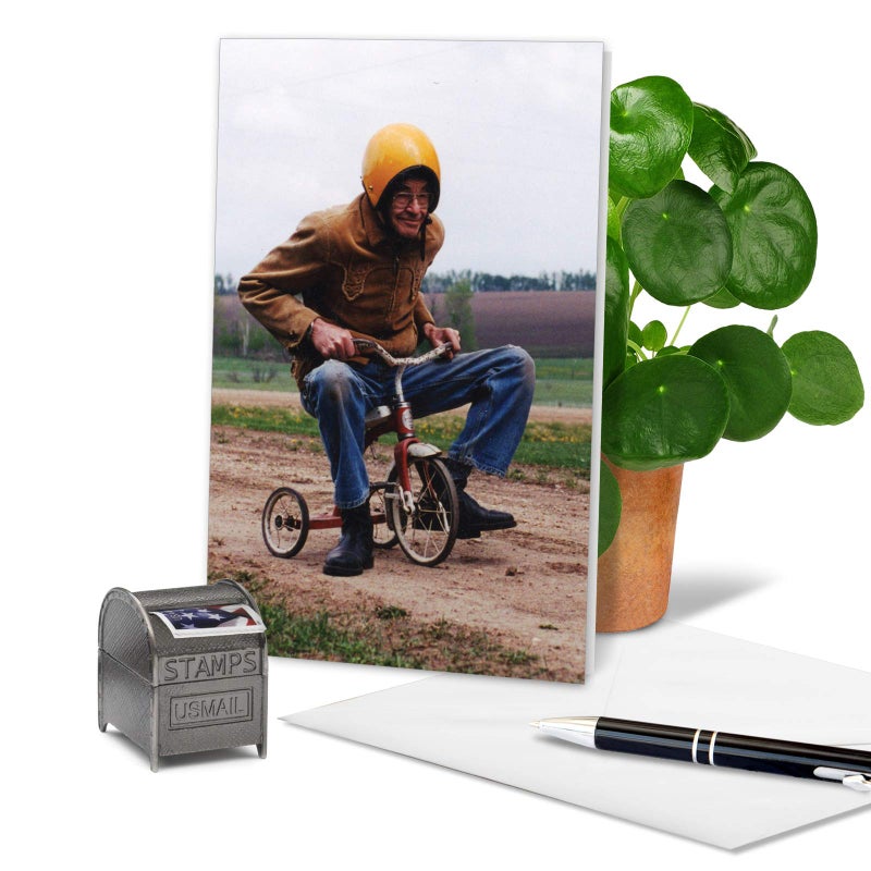 NobleWorks - 1 Happy Birthday Card with Envelope - Funny Photos, Birthday Humor Notecard - Senior Trike Ride C6435BDG - Image 3