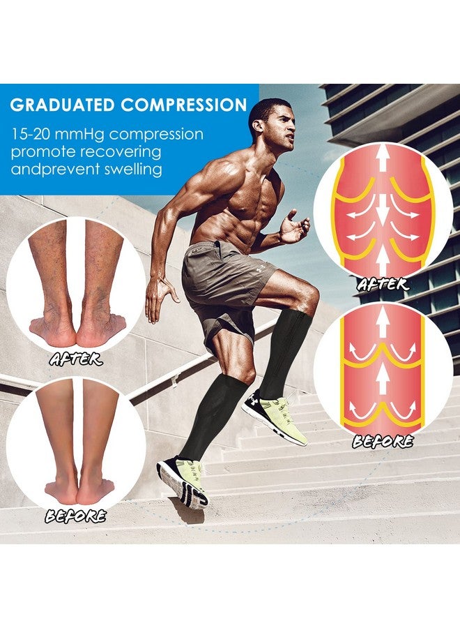 cerpite cerpite Zipper Compression Socks, 2 Pairs 15-20 mmHg Closed Toe Compression Stockings for Men Women，Suit for Running - Image 2