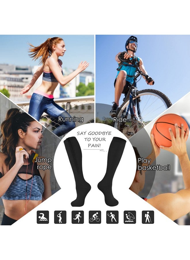 cerpite cerpite Zipper Compression Socks, 2 Pairs 15-20 mmHg Closed Toe Compression Stockings for Men Women，Suit for Running - Image 5