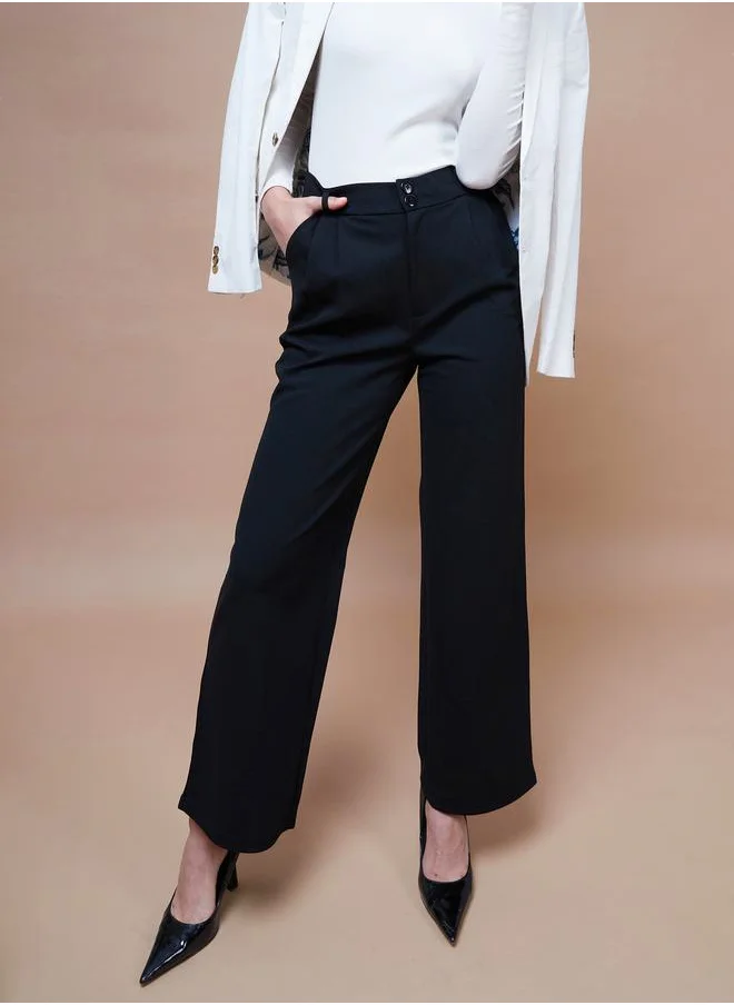 ساسافراس Pleated Detail Straight Leg Pants by Styli