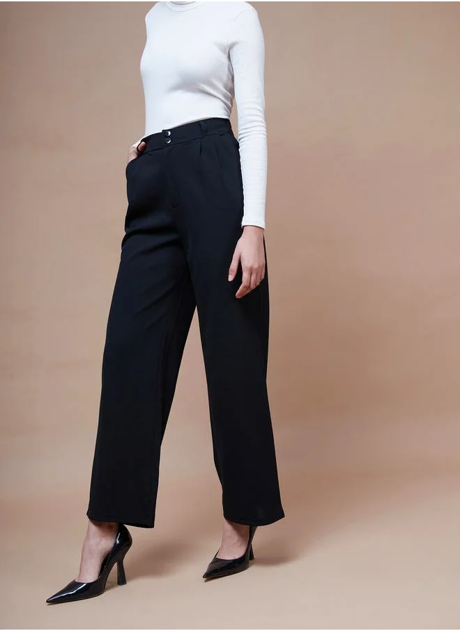 ساسافراس Pleated Detail Straight Leg Pants by Styli