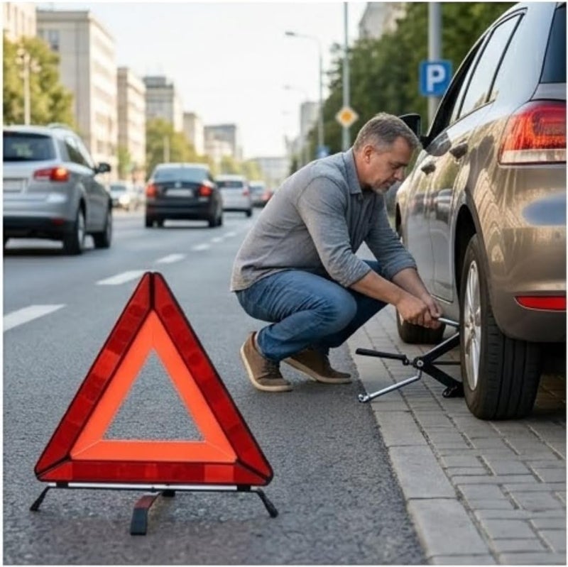 Hasanat Essentials Emergency Warning Triangle - Highly Reflective Breakdown Sign with Storage Case - Image 3