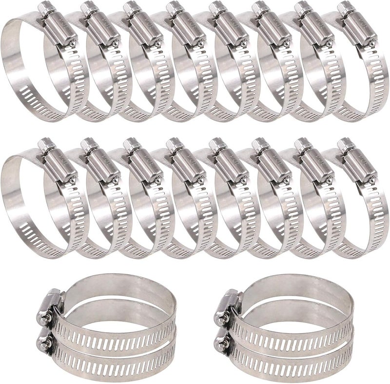Glarks 20Pcs 304 Stainless Steel Adjustable 33-57MM Range Worm Gear Hose Clamps Assortment Kit, Fuel Line Clamp for Water Pipe, Plumbing, Automotive and Mechanical Application (33-57MM) - Image 1