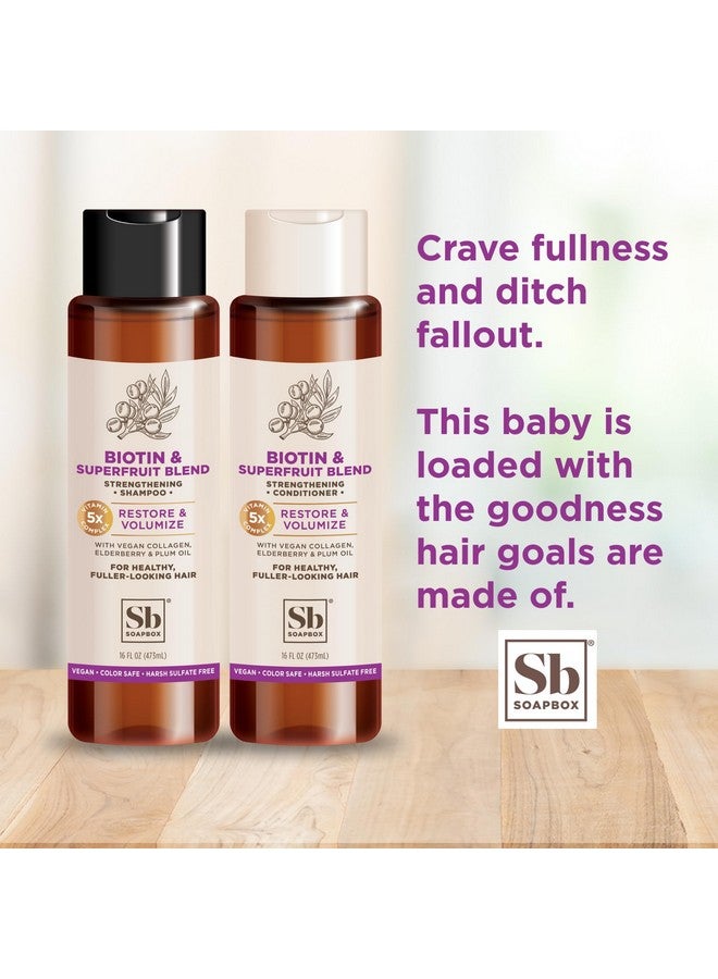 Soapbox Biotin & Superfruit Shampoo & Conditioner Set With Vegan Collagen Aloe And Shea Butter Pack Of 2 Sulfate Free Paraben Free Silicone Free Color Safe And Vegan Hair Products 16 Ounces Each - Image 2