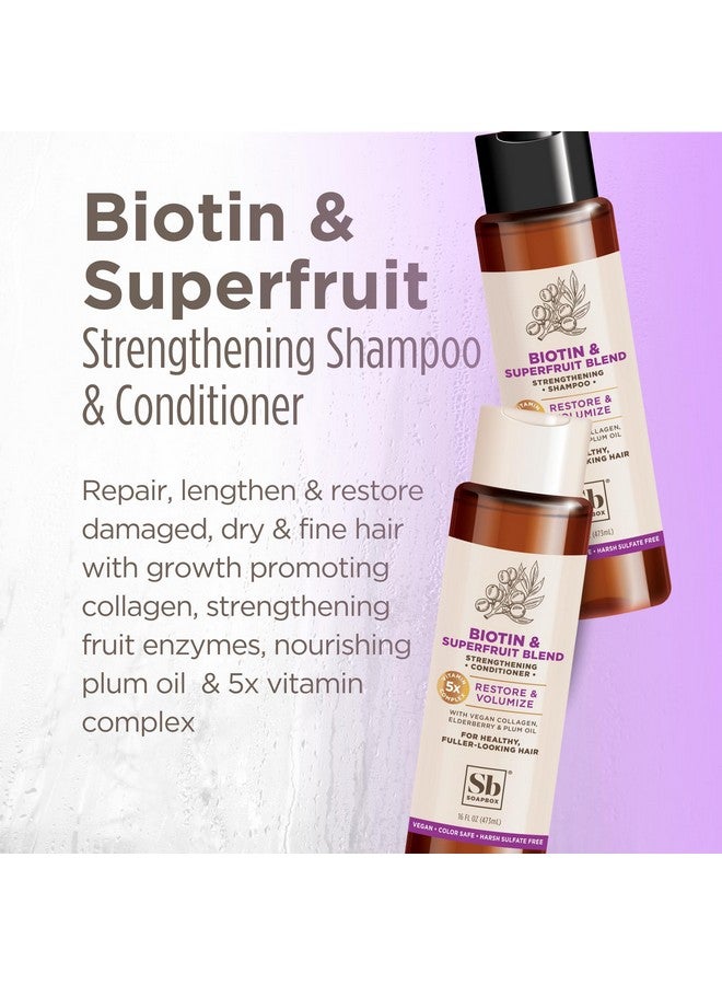 Soapbox Biotin & Superfruit Shampoo & Conditioner Set With Vegan Collagen Aloe And Shea Butter Pack Of 2 Sulfate Free Paraben Free Silicone Free Color Safe And Vegan Hair Products 16 Ounces Each - Image 3