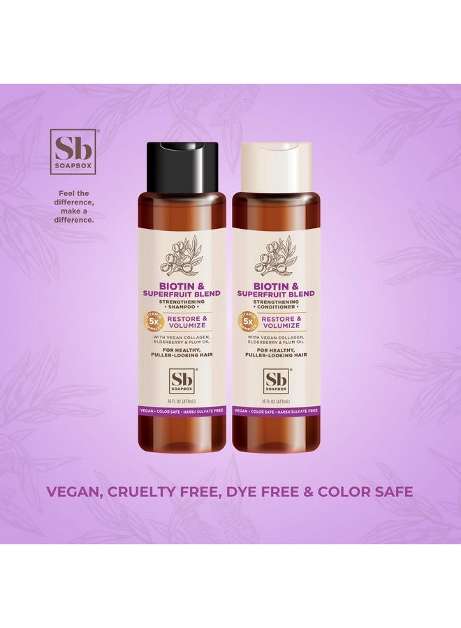 Soapbox Biotin & Superfruit Shampoo & Conditioner Set With Vegan Collagen Aloe And Shea Butter Pack Of 2 Sulfate Free Paraben Free Silicone Free Color Safe And Vegan Hair Products 16 Ounces Each - Image 5
