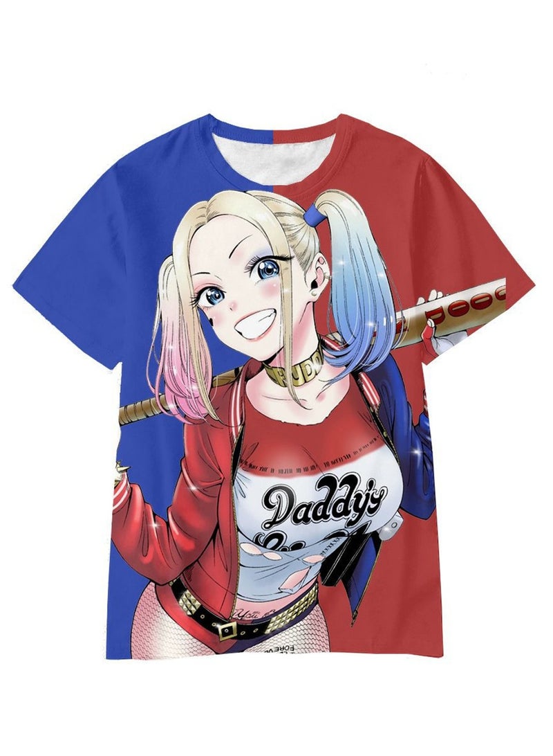 Cartoon Harley Quinn 3D digital printing personalized breathable children's T-shirt for adults and children - Image 1