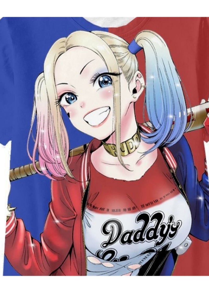 Cartoon Harley Quinn 3D digital printing personalized breathable children's T-shirt for adults and children - Image 3