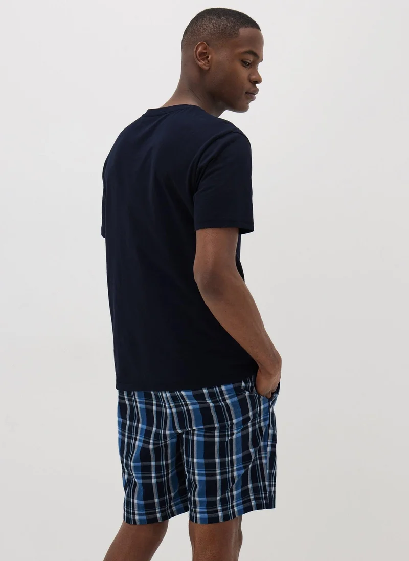 Matalan Navy Check Woven Pyjama Set