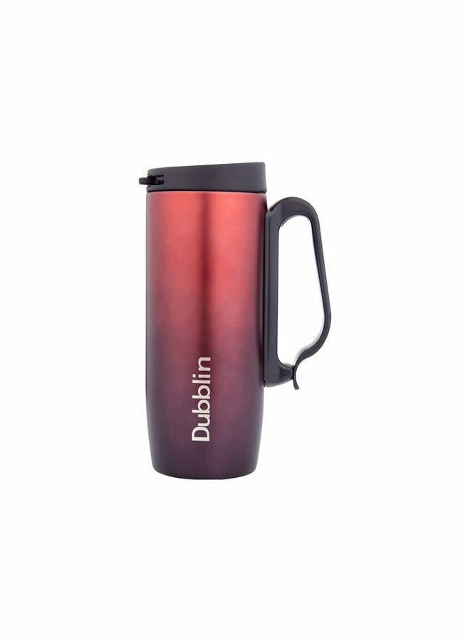 DUBBLIN Casa Stainless Steel Unbreakable Tea Coffee Mug Double Wall with Handle and Lid, Wide Mouth Mug Keeps Beverages Hot & Cold 270 ML Red - Image 1