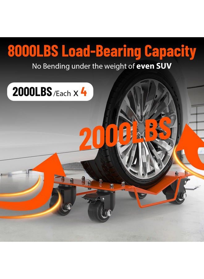 YardYonder Heavy Duty Car Wheel Dolly Set, 8000LBS Car Moving Dolly, Wheel Dollies Car Tire Stake Set of 4 Piece, Car Tire Dolly Cart Moving Cars, Trucks, Motorcycles, Boats, Orange - Image 2