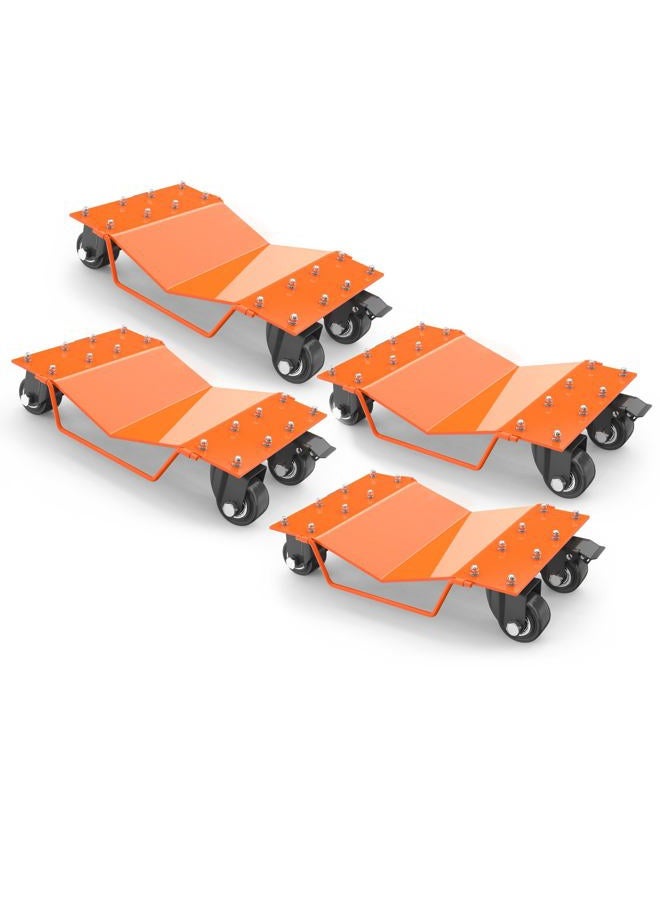 YardYonder Heavy Duty Car Wheel Dolly Set, 8000LBS Car Moving Dolly, Wheel Dollies Car Tire Stake Set of 4 Piece, Car Tire Dolly Cart Moving Cars, Trucks, Motorcycles, Boats, Orange - Image 1