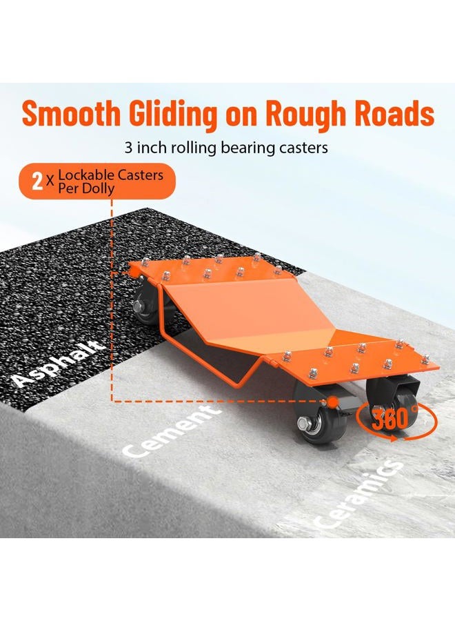 YardYonder Heavy Duty Car Wheel Dolly Set, 8000LBS Car Moving Dolly, Wheel Dollies Car Tire Stake Set of 4 Piece, Car Tire Dolly Cart Moving Cars, Trucks, Motorcycles, Boats, Orange - Image 4