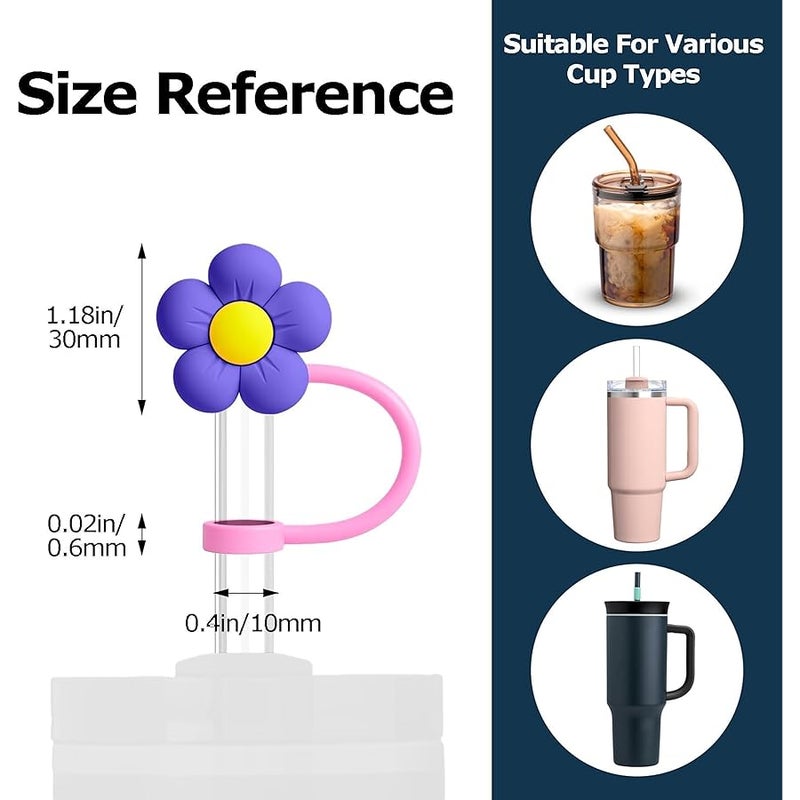 Woyinger 1|4 Pack for Stanley Cup Accessories - 0.4in/10mm Straw Covers & Toppers, Dust-Proof Leak-Proof Silicone Straw Caps Compatible with Stanley Tumblers and Cups 14|20|30|40|64 Oz(type1, 4-Pack) - Image 3
