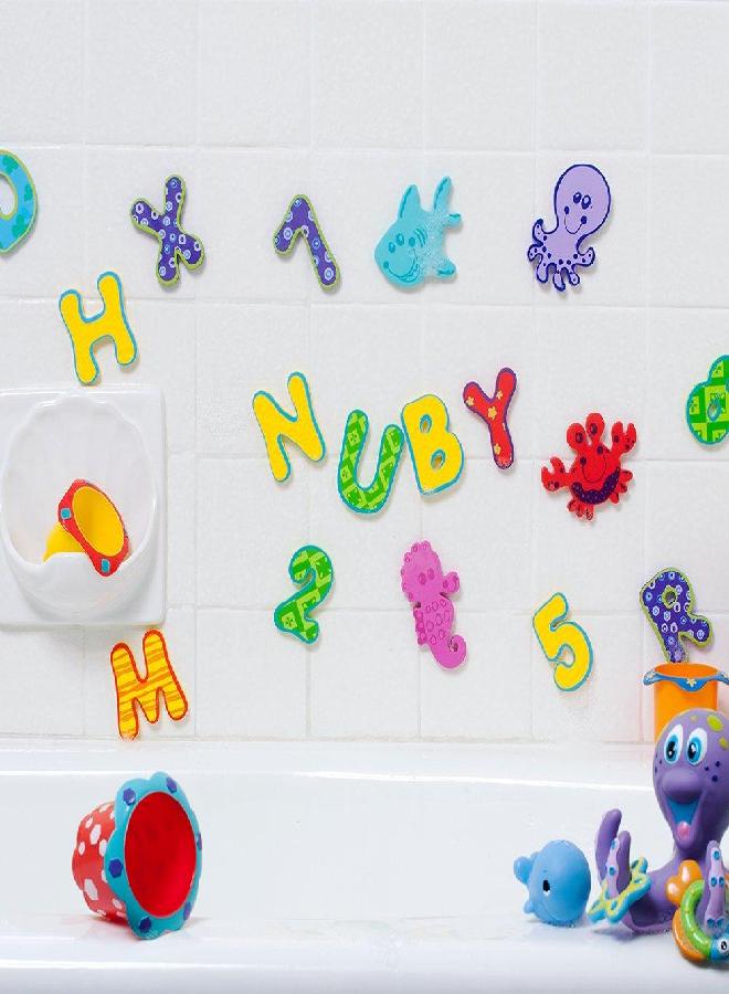 Nuby Floating Bath Tub Alphabet and Numbers Set - Soft Foam Waterproof Letters and Numbers - 36 Pieces - Educational Bath Toys for Kids - 3+ Years - Image 4