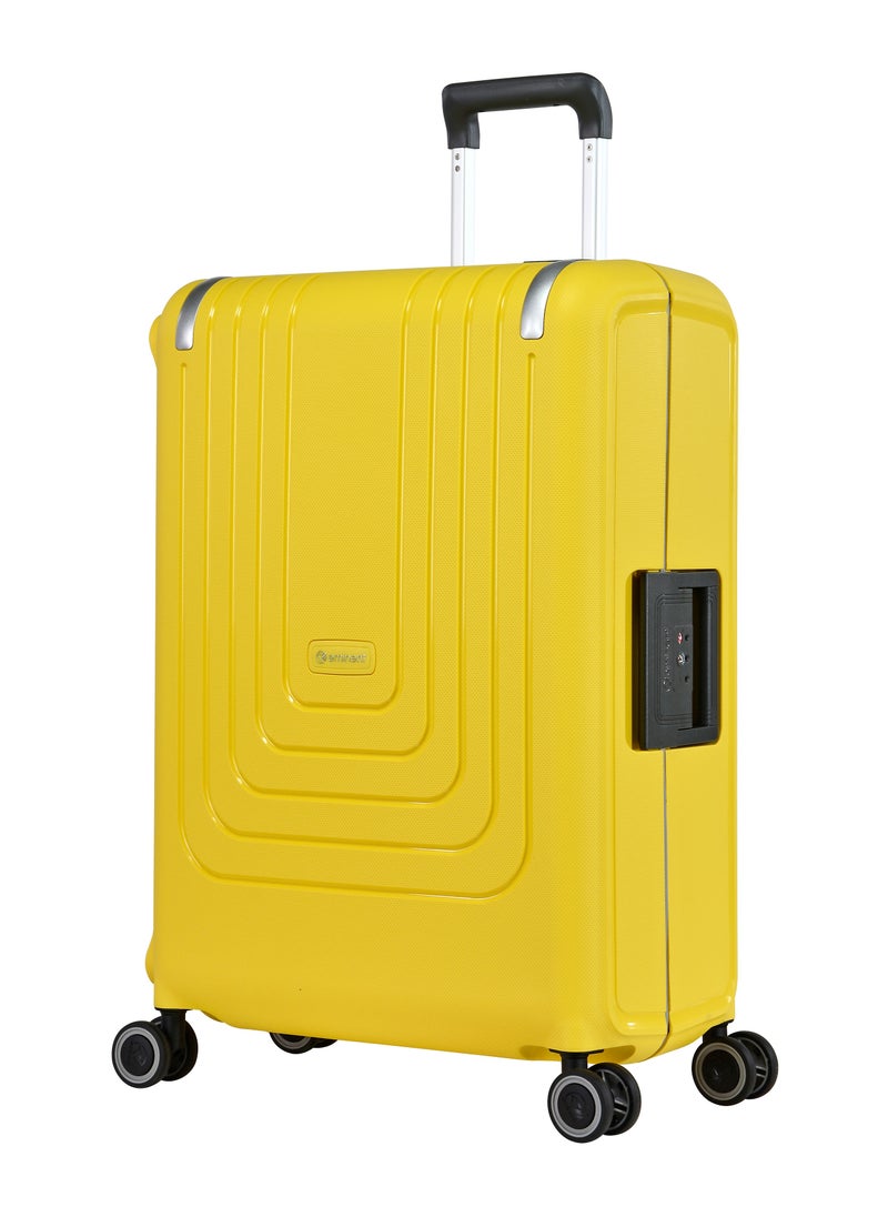 eminent Vertica Hard Case Travel Bag Luggage Trolley Polypropylene Lightweight Suitcase 4 Quiet Double Spinner Wheels With Tsa Lock B0006 Yellow  - Image 1