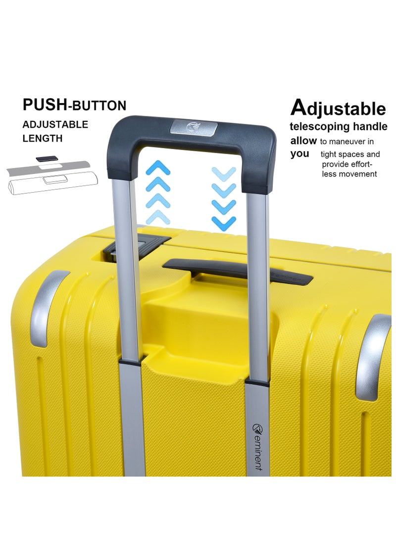 eminent Vertica Hard Case Travel Bag Luggage Trolley Polypropylene Lightweight Suitcase 4 Quiet Double Spinner Wheels With Tsa Lock B0006 Yellow  - Image 4
