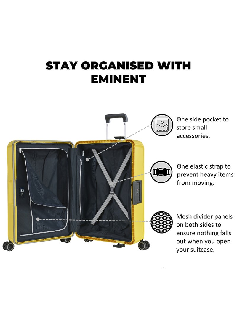 eminent Vertica Hard Case Travel Bag Luggage Trolley Polypropylene Lightweight Suitcase 4 Quiet Double Spinner Wheels With Tsa Lock B0006 Yellow  - Image 5