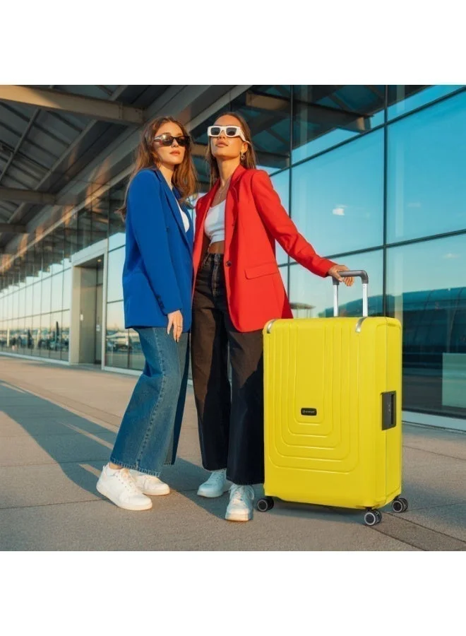 eminent Vertica Hard Case Travel Bag Luggage Trolley Polypropylene Lightweight Suitcase 4 Quiet Double Spinner Wheels With Tsa Lock B0006 Yellow