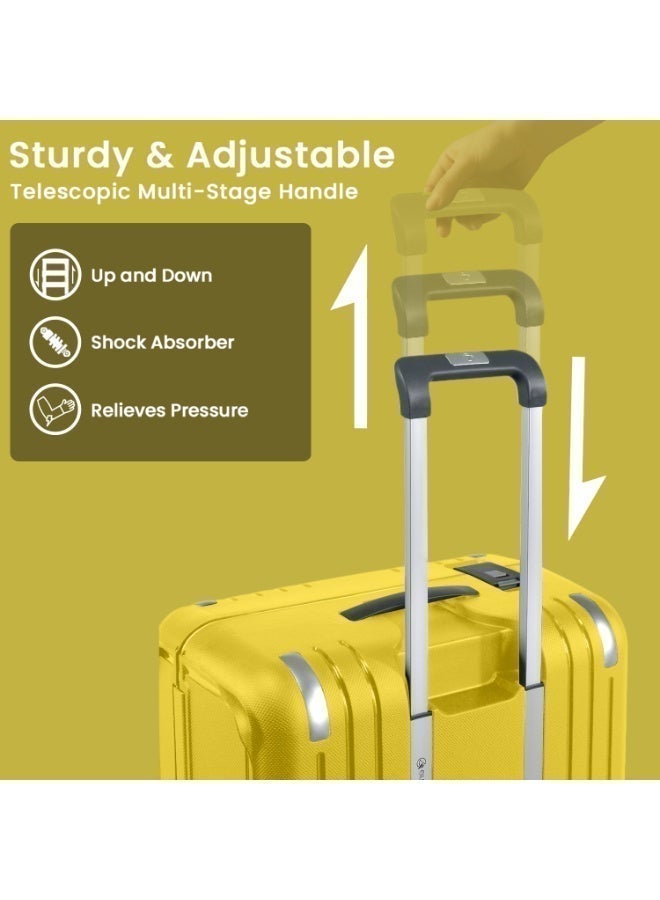 إيمينينت حقيبة سفر صلبة بعجلات دوارة مزدوجة وهيكل من البولي بروبلين خفيف الوزن مع قفل  لون أصفر - Image 3