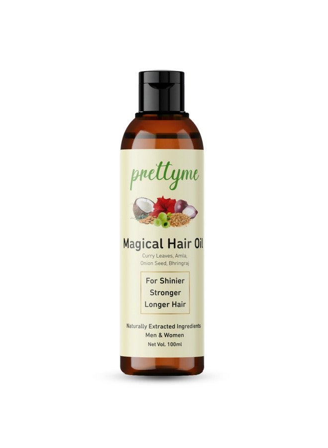 Pretty Me Prettyme Magical Hair Oil (100ml) For Hair Growth, Reduces Hair Fall & Dandruff | 100% Natural | For Men & Women With Almond, Bhringraj, Amla, Onion Seed, Coconut Oil - Image 1