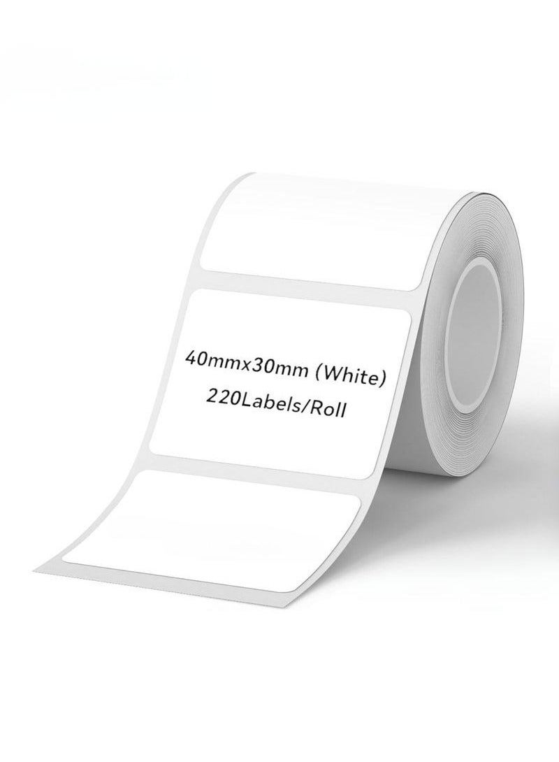 Generic 4 rolls of thermal label paper for label machine, waterproof and oil-proof, suitable for home office small business barcode printing, 220 labels/roll label tape replacement (40×30 mm white 4 rolls) - Image 2