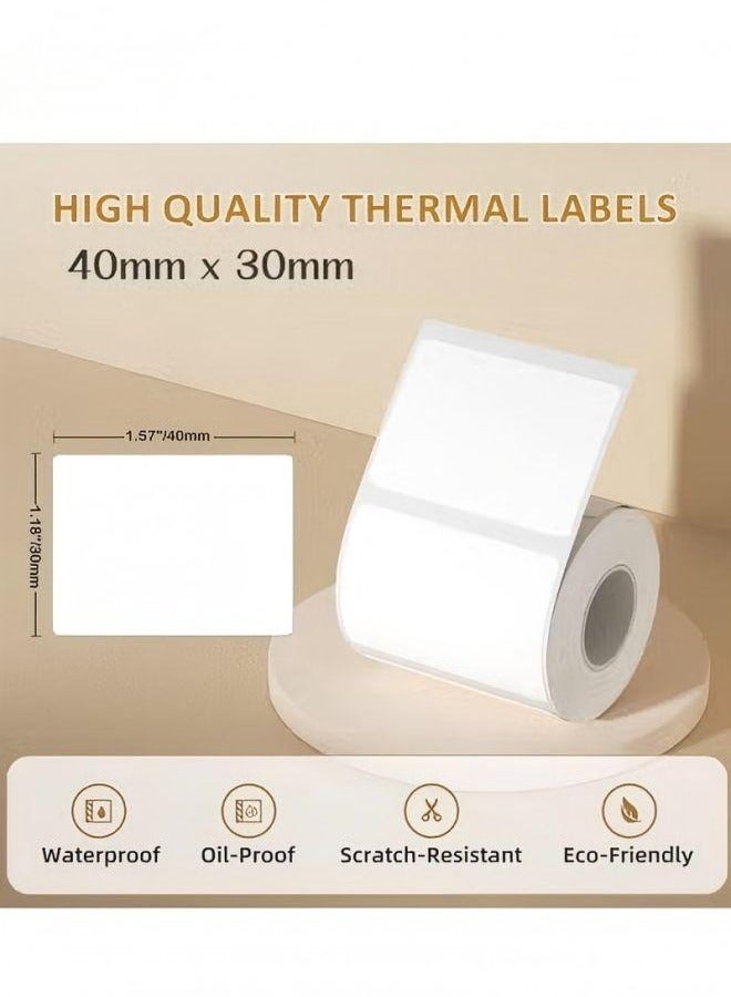 Generic 4 rolls of thermal label paper for label machine, waterproof and oil-proof, suitable for home office small business barcode printing, 220 labels/roll label tape replacement (40×30 mm white 4 rolls) - Image 3