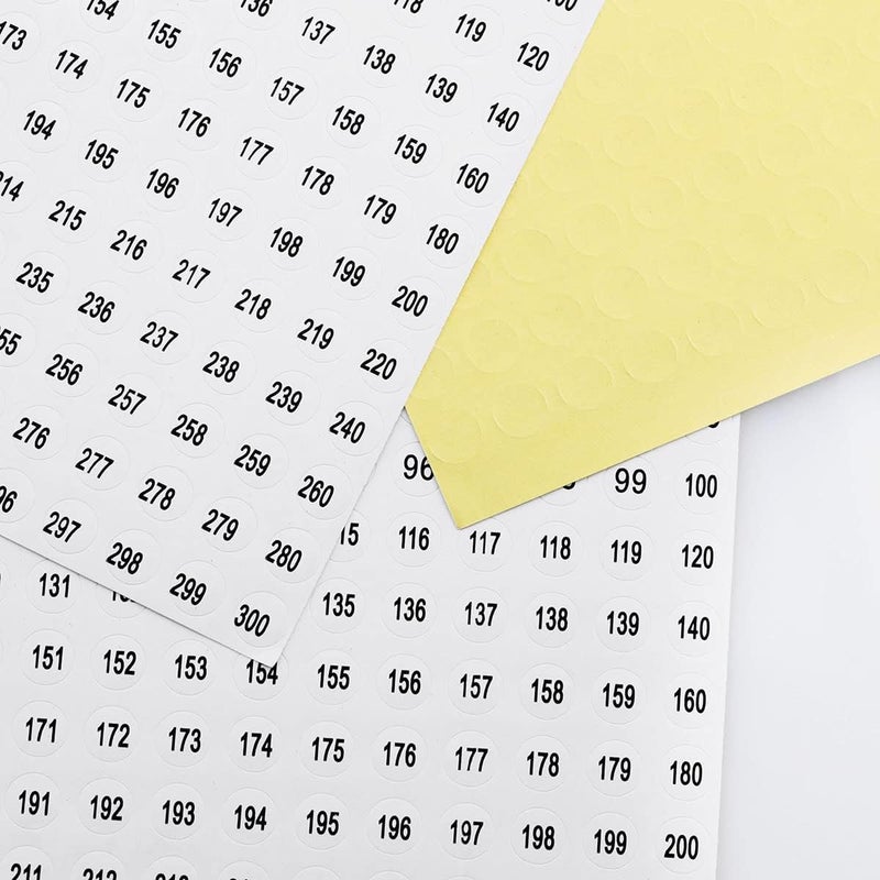 كلاراكو ملصق رقمي من 1 إلى 300، 10 أوراق، ملصق رقمي دائري من 1 إلى 300، ملصق ذاتي اللصق، ملصق تخزين، ملصق نهائي - Image 3