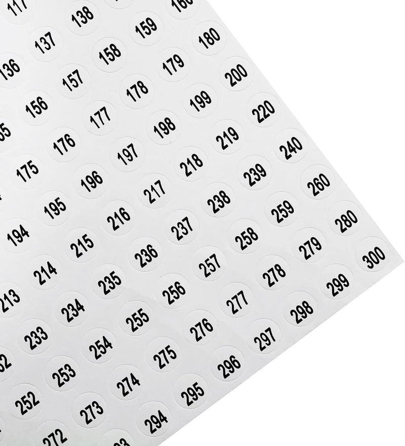 كلاراكو ملصق رقمي من 1 إلى 300، 10 أوراق، ملصق رقمي دائري من 1 إلى 300، ملصق ذاتي اللصق، ملصق تخزين، ملصق نهائي - Image 2