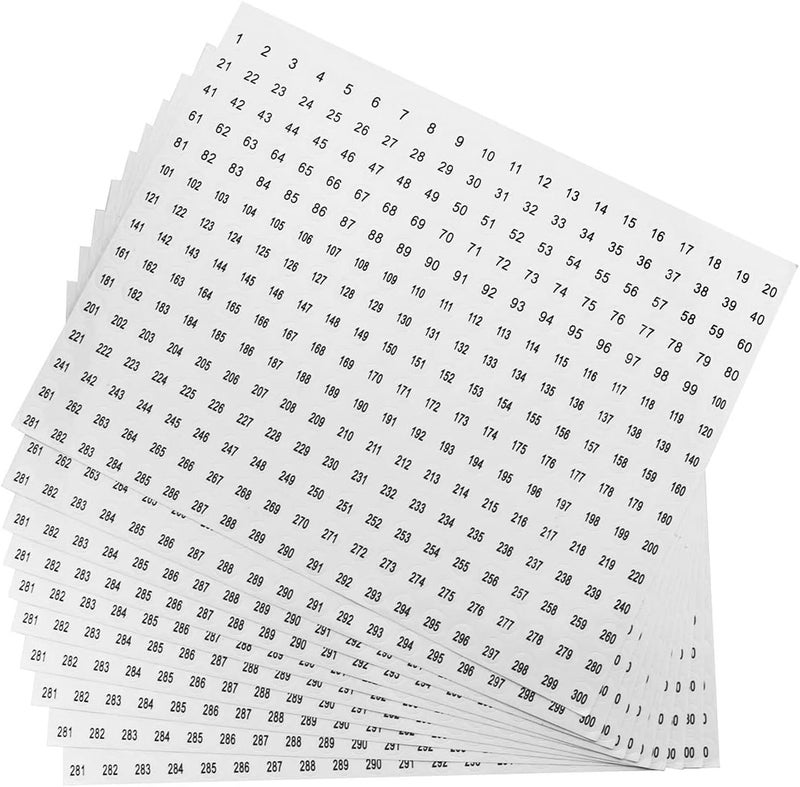 كلاراكو ملصق رقمي من 1 إلى 300، 10 أوراق، ملصق رقمي دائري من 1 إلى 300، ملصق ذاتي اللصق، ملصق تخزين، ملصق نهائي - Image 5