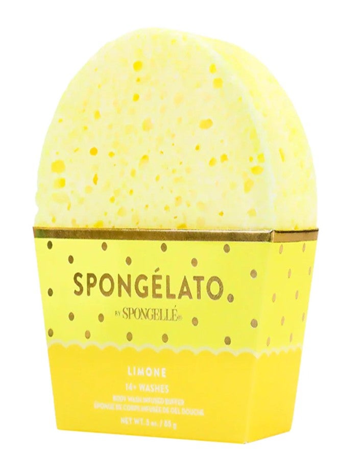 SPONGELLÉ Spongelato Loofah Exfoliating Body Scrubber by Spongelle | Infused with Body Wash | Bath & Shower Loofah for Women | 14+ uses | Limone (Lemon) Gelato Inspired - Image 1