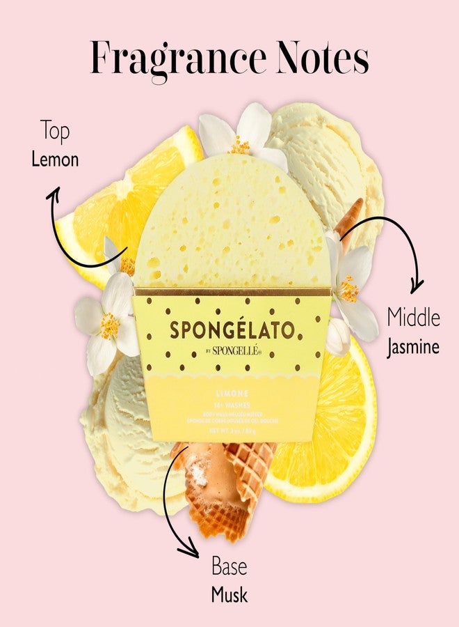SPONGELLÉ Spongelato Loofah Exfoliating Body Scrubber by Spongelle | Infused with Body Wash | Bath & Shower Loofah for Women | 14+ uses | Limone (Lemon) Gelato Inspired - Image 3