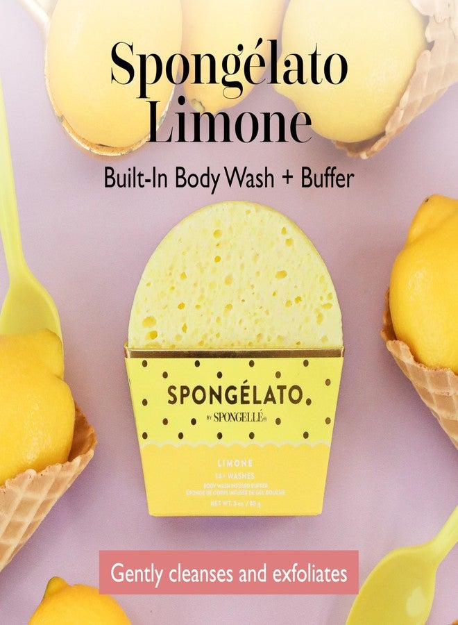 SPONGELLÉ Spongelato Loofah Exfoliating Body Scrubber by Spongelle | Infused with Body Wash | Bath & Shower Loofah for Women | 14+ uses | Limone (Lemon) Gelato Inspired - Image 2