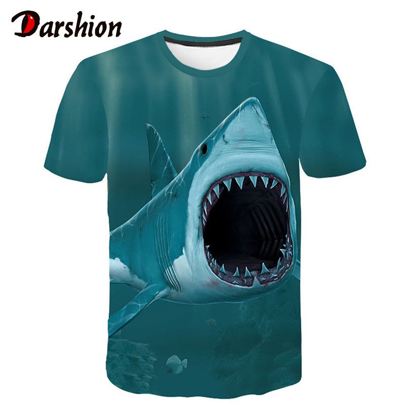 2021 summer new cool animal 3D digital personalized printing fashion trendy men's short-sleeved T-shirt in stock - Image 1