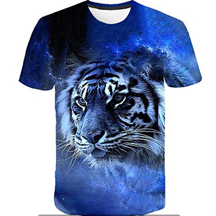 2021 summer new cool animal 3D digital personalized printing fashion trendy men's short-sleeved T-shirt in stock - Image 3