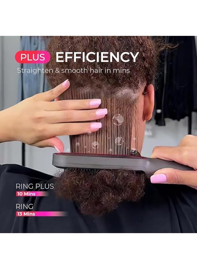 تايمو مكواة فرد الشعر TYMO Ring Plus مزودة بمشط مدمج، باللون الأسود. - Image 4