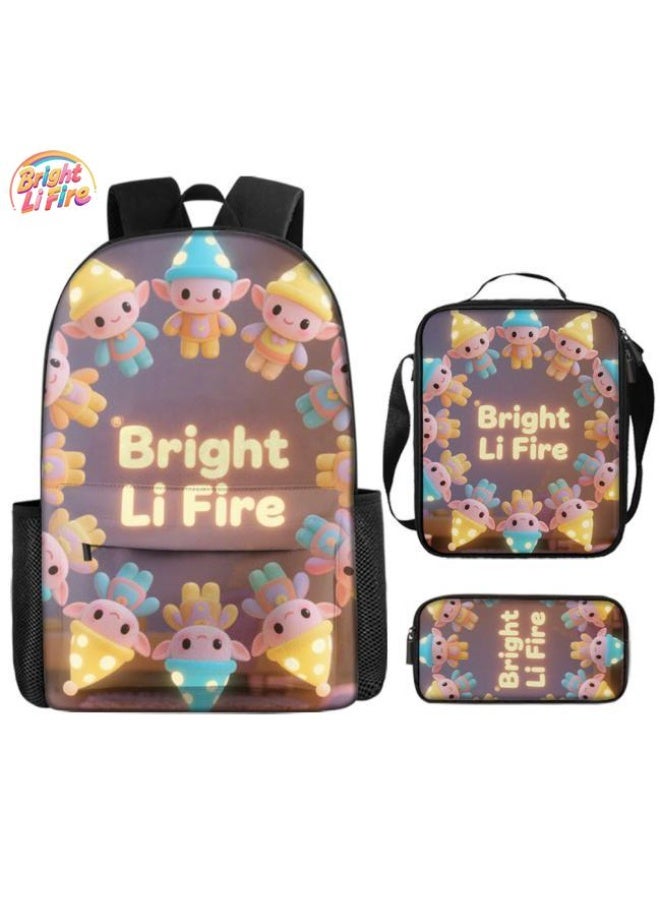 Bright Li Fire Cartoon bag three-piece set, easy to deal with various occasions (available for students, children, friends on outings, mountain climbing, schooling, etc.) | Shoulders + handbags + stationery bags | Back to school season/festival gifts - 51 - Image 1