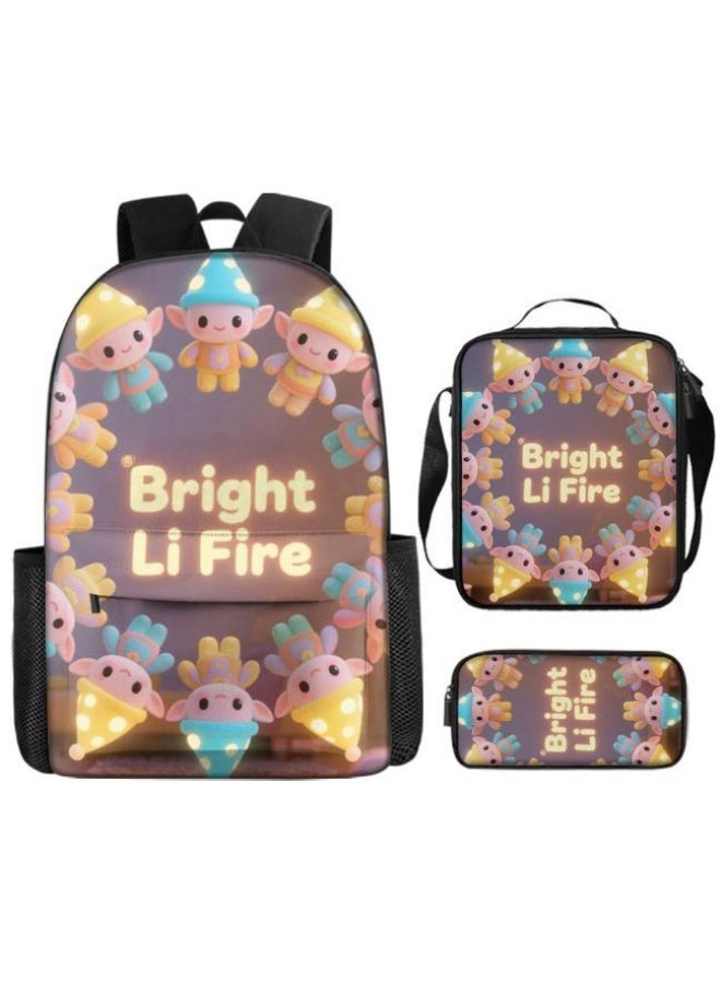 Bright Li Fire Cartoon bag three-piece set, easy to deal with various occasions (available for students, children, friends on outings, mountain climbing, schooling, etc.) | Shoulders + handbags + stationery bags | Back to school season/festival gifts - 51 - Image 2