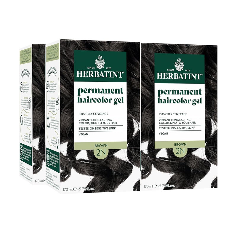Herbatint Permanent Hair Dye For Women  2N Brown  For Up To 100 Gray Coverage of Resistant Gray Hair  AmmoniaFree AlcoholFree  Vegan  Salon Influenced Hair color 575 fl oz 4 Pack